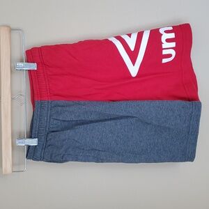 Umbro red and gey shorts with pockets